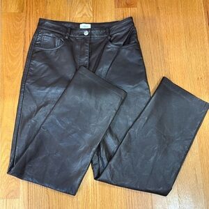 Wilfred Brown Leather-Style Trousers